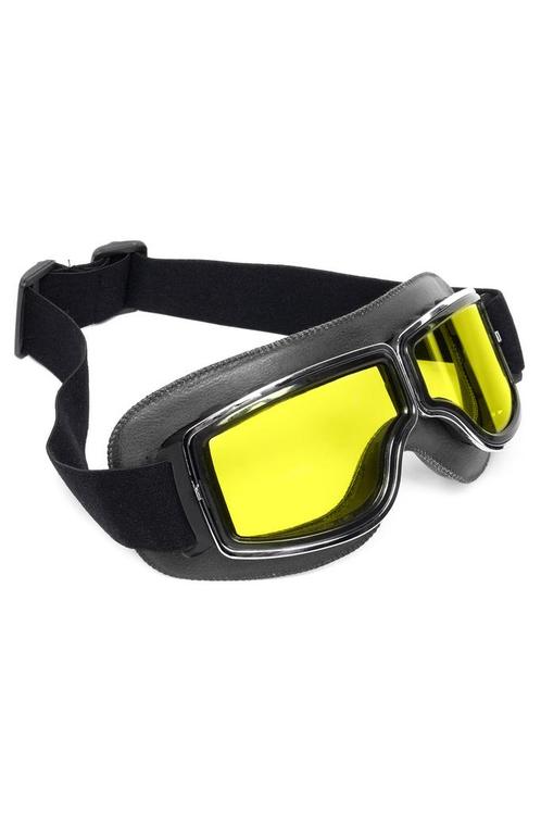 Goggles Motor Skibril Bril Zwart Montuur Gele Glazen Piloten, Kleding | Heren, Carnavalskleding en Feestkleding, Nieuw, Overige maten