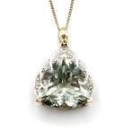 Zilver, 12,00 ct Natuurlijke Groene Amethist & Diamant -