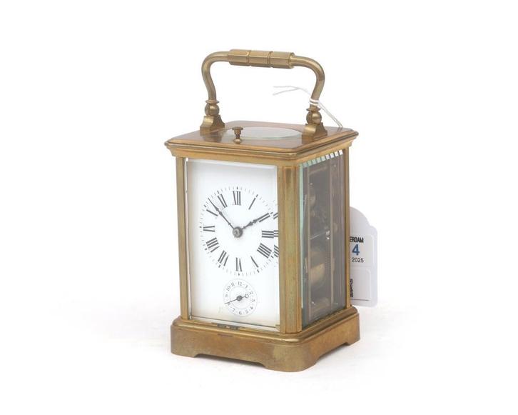 Een messing reiswekker, Frankrijk, 20e eeuw, Antiek en Kunst, Antiek | Klokken