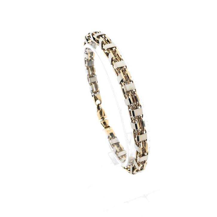 Bicolor gouden magnum schakel armband | 22 cm (witgoud), Sieraden, Tassen en Uiterlijk, Armbanden, Overige kleuren, Gebruikt, Goud