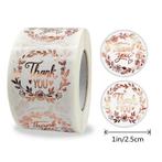 500 stickers labels rol thank you rose rosegold kraft, Ophalen of Verzenden, Nieuw
