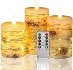 Set van 3 Verzonken LED Kaarsen - Berkenschors Effect,, Huis en Inrichting, Verzenden, Nieuw