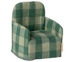 Maileg - Stoel muis Groen Green Checker - 7,5 cm, Nieuw