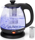 Waterkoker glas- met LED - 1L - 2200W - Zwart •, Witgoed en Apparatuur, Waterkokers, Verzenden, Zo goed als nieuw