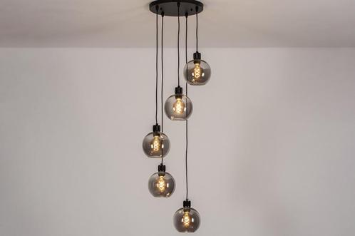 Rietveld Hanglampen - Zwart, Grijs - Glas, Metaal, Huis en Inrichting, Lampen | Hanglampen, Verzenden