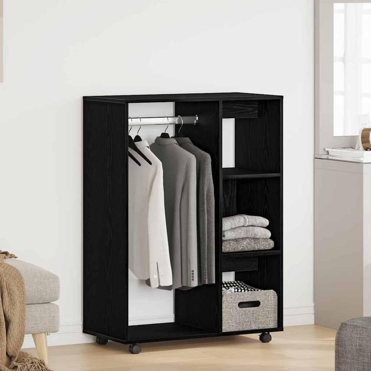 vidaXL Kledingkast Zwart Eiken 80x40x110 cm Bewerkt Hout, Huis en Inrichting, Kasten | Kledingkasten, Nieuw, Verzenden