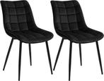 WOLTU 2 Eetkamerstoelen - Fluweel - Metalen poten - Zwart, Verzenden, Nieuw