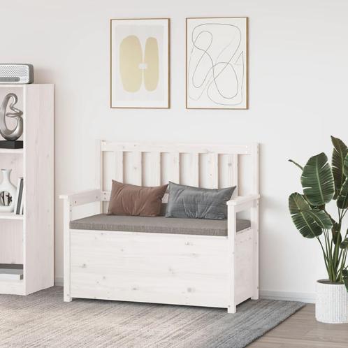 vidaXL Bankje 112,5x51,5x96,5 cm massief grenenhout wit, Huis en Inrichting, Banken | Bankstellen, Nieuw, Minder dan 150 cm, Hout