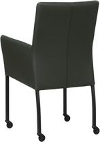 Donkergroene leren moderne eetkamerstoel - met armleuning po, Huis en Inrichting, Stoelen, Overige kleuren, Nieuw, Leer, Ophalen of Verzenden