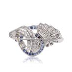 Broche Vintage 2,00 ct. diamant- en saffierenbroche in, Sieraden, Tassen en Uiterlijk, Antieke sieraden