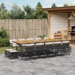 vidaXL 15-delige Tuinset met kussens poly rattan zwart, 4 zitplaatsen, Nieuw, Tuinset, Verzenden