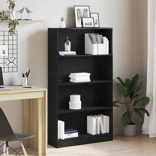 vidaXL Boekenkast 4-laags 80x24x143 cm spaanplaat zwart, Huis en Inrichting, Kasten | Boekenkasten, Nieuw, Overige houtsoorten