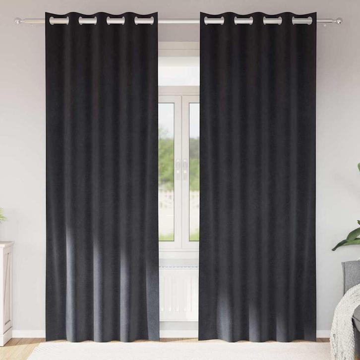 vidaXL Gordijnen met gordijnen 2 pcs Donkergrijs 140 x 225, Huis en Inrichting, Stoffering | Gordijnen en Lamellen, Grijs, Nieuw
