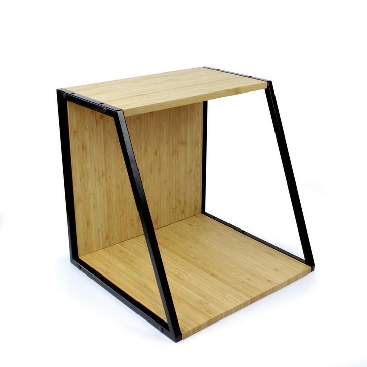 NorStone Vinyl LP Case zwart metaal met bamboo 345x345x330, Audio, Tv en Foto, Overige Audio, Tv en Foto, Nieuw, Ophalen of Verzenden