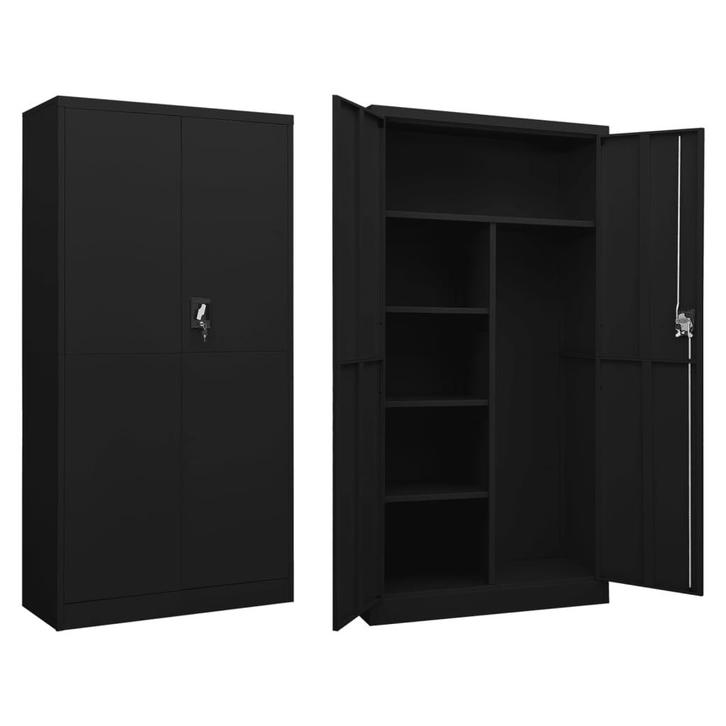 vidaXL Lockerkast 90x40x180 cm staal zwart, Huis en Inrichting, Kasten | Roldeurkasten en Archiefkasten, Nieuw, Verzenden
