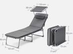 Opvouwbare Tuinligstoel Hoofdsteun & Zonnescherm, Tuin en Terras, Tuinstoelen, Verzenden, Nieuw