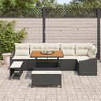 vidaXL 9-delige tuinset met kussens - zwart poly rattan en, Verzenden, Nieuw, Rotan, Tuinset
