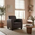 Leren fauteuil Joy - Hermes Caffe (donkerbruin) - Poten, Nieuw, Ophalen of Verzenden, Eigentijds, Klassiek, Modern, 50 tot 75 cm