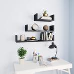 vidaXL Wandschappen 3 st bewerkt hout zwart, Huis en Inrichting, Woonaccessoires | Wandplanken en Boekenplanken, Verzenden, Nieuw