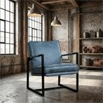 Leren fauteuil Secret - Kenia Denim (blauw), Nieuw, Ophalen of Verzenden, 50 tot 75 cm, Industrieel, Modern