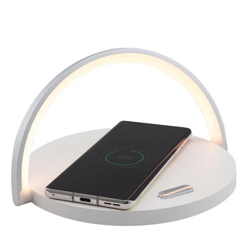 Witte tafellamp Erhan, kunststof, 2w, 3000K LED, met, Huis en Inrichting, Lampen | Tafellampen, Nieuw, Stof, Minder dan 50 cm