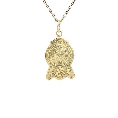 Gouden vintage klok hanger 14 krt, Sieraden, Tassen en Uiterlijk, Kettinghangers, Nieuw, Ophalen of Verzenden