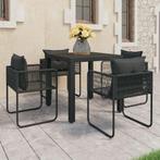 vidaXL 5-delige Tuinset PVC-rattan zwart, Tuin en Terras, Tuinsets en Loungesets, 4 zitplaatsen, Kunststof, Verzenden, Nieuw
