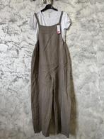 Linnen jumpsuit Met witte t-shirt in KAKKI kleur,, Nieuw