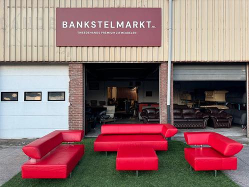 Bankstel design topmerk COR ARTHE banken rood leer relax, Huis en Inrichting, Banken | Bankstellen, Zo goed als nieuw, Hout, Leer