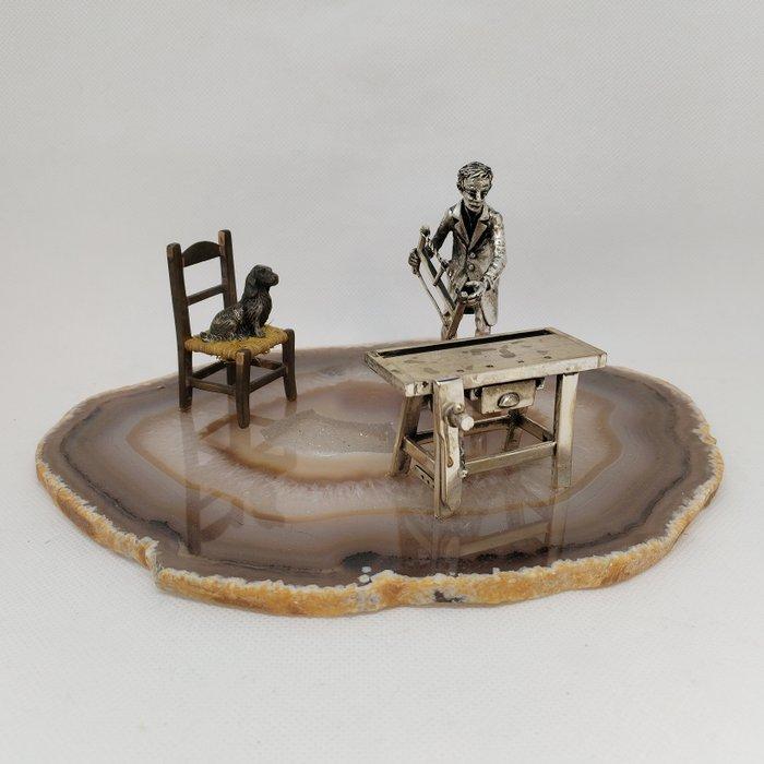 Beeldje, Bottega del Falegname - 9 cm - .800 zilver, Antiek en Kunst, Antiek | Goud en Zilver
