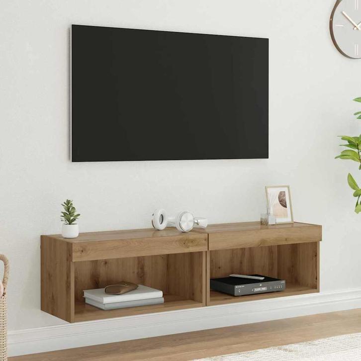 vidaXL TV-kasten 2 pcs Artisan Eiken 60 x 30 x 30 cm Bewerkt, Huis en Inrichting, Kasten | Televisiemeubels, Nieuw, 50 tot 100 cm