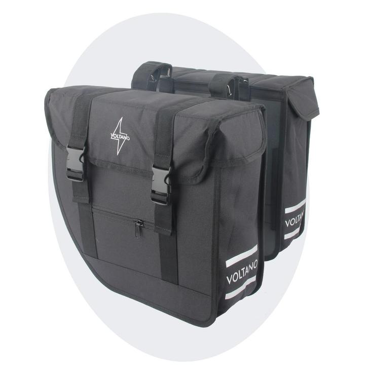 Voltano Dubbele Fietstas Urban Flow XL Afgeschuind - Zwart, Fietsen en Brommers, Fietsaccessoires | Fietstassen, Nieuw, Verzenden