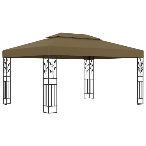 vidaXL Prieel met dubbel dak 180 g/m² 3x4 m taupe, Tuin en Terras, Partytenten, Nieuw, Verzenden