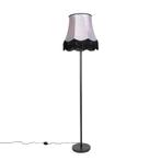 Klassieke vloerlamp zwart met Granny B kap grijs - Simplo, Huis en Inrichting, Lampen | Vloerlampen, Nieuw, Overige materialen