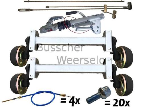 Tandem As Set compleet Aanhangw. V-2400 KG Div. Padmaten, Auto diversen, Aanhangwagen-onderdelen, Nieuw, Ophalen of Verzenden