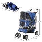 TRUUSK Hondenbuggy Blauw - Opvouwbaar met Regenhoes - Bekerh, Verzenden, Nieuw
