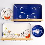 Sushiset 2p Tokyo Design – Lucky Cat – Cadeaudoos, Huis en Inrichting, Keuken | Servies, Verzenden, Nieuw, Bord(en), Overige stijlen