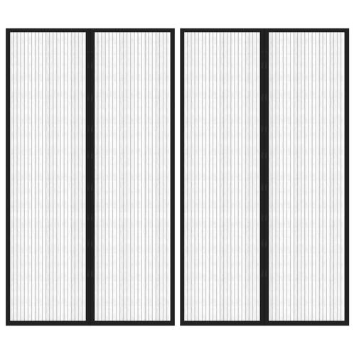 vidaXL Insectendeurgordijnen 2 st magnetisch 200x80 cm zwart, Huis en Inrichting, Stoffering | Gordijnen en Lamellen, Zwart, Nieuw