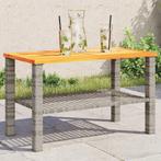 vidaXL Tuintafel 70x38x42 cm poly rattan en acaciahout grijs, Verzenden, Nieuw