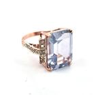 Zonder Minimumprijs - Ring - 9 kt. Roségoud, Zilver Topaas -, Nieuw