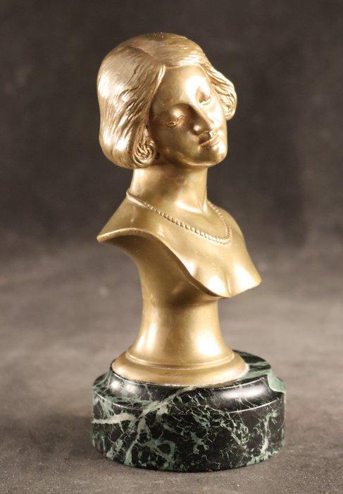Art Deco - H. Boyer (French) - Buste, Dame met halsketting -, Antiek en Kunst, Kunst | Designobjecten
