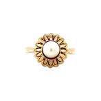 Gouden ring met parel 14 karaat, Sieraden, Tassen en Uiterlijk, Ringen, Verzenden, Wit, Zo goed als nieuw, 17 tot 18