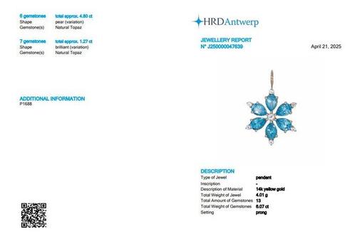 Zonder Minimumprijs - Hanger - 14 karaat Geel goud - 6.07ct., Sieraden, Tassen en Uiterlijk, Antieke sieraden