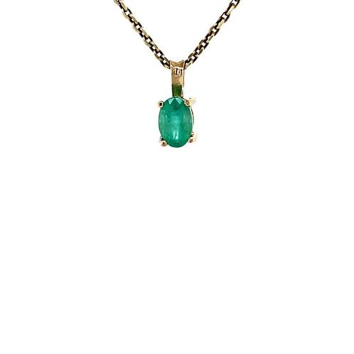 Gouden solitair hanger met smaragd 14 karaat* Nieuw, Sieraden, Tassen en Uiterlijk, Kettinghangers, Groen, Zo goed als nieuw, Goud