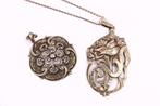 Zonder minimumprijs - Ketting met hanger Zilver - Twee, Sieraden, Tassen en Uiterlijk, Antieke sieraden