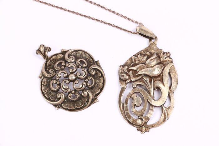 Zonder minimumprijs - Ketting met hanger Zilver - Twee, Sieraden, Tassen en Uiterlijk, Antieke sieraden