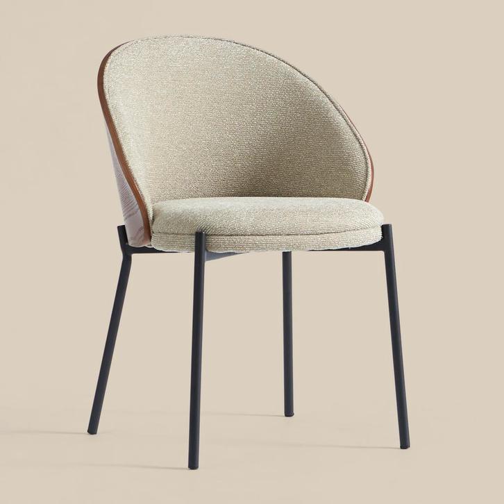 *WOONWINKEL* Eetkamerstoel Met Walnoot Rugleuning, Huis en Inrichting, Stoelen, Nieuw, Stof, Verzenden