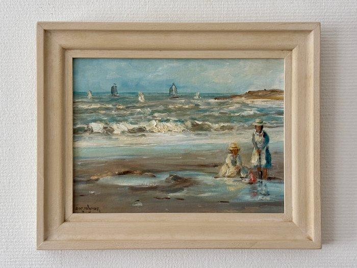 Cor Schaap (1968) - Spelende kinderen op het strand, Antiek en Kunst, Kunst | Schilderijen | Klassiek