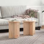 vidaXL Salontafel 2 pcs Naturel 41,5 x 41,5 x 41 cm Massief, Huis en Inrichting, Tafels | Salontafels, Minder dan 50 cm, Verzenden