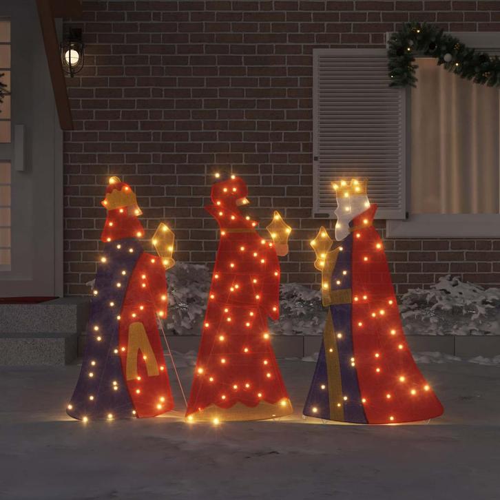 vidaXL 3 Wijze Mannen Kerstverlichting 3 pcs Warmwit 105 cm, Diversen, Kerst, Nieuw, Verzenden